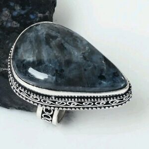 Larvikite Gemstone 925 Sterling Silver Antique Design Ring